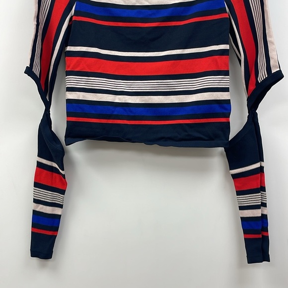Tommy Hilfiger x Gigi Hadid Striped Cut-Out Knit Pullover Sweater Blue Small - Picture 5 of 10